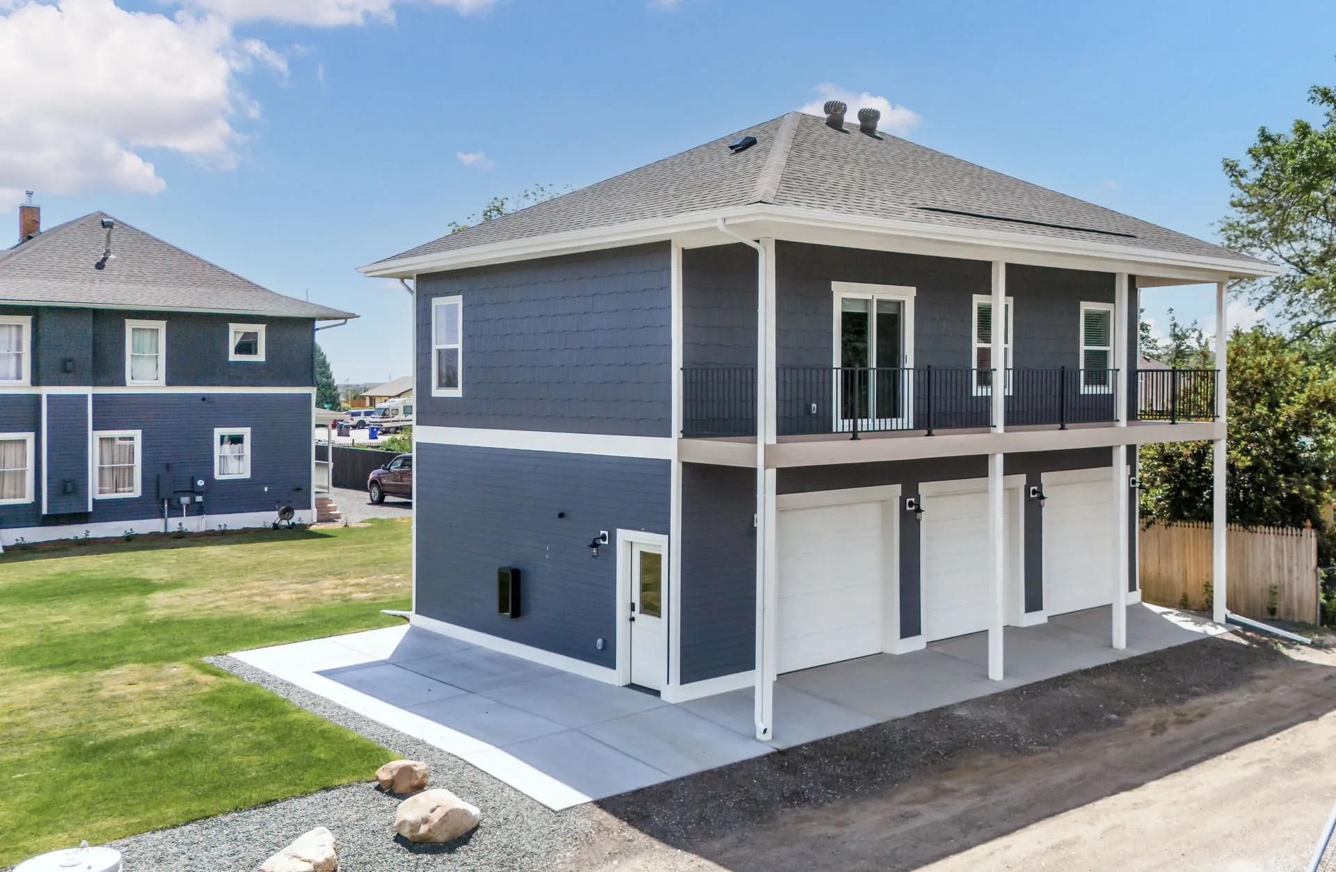 A two story addition under construction on a Northern Colorado home
